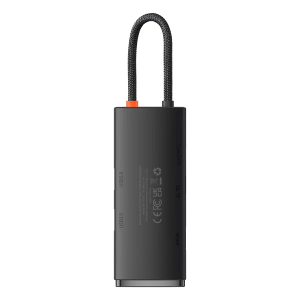 Baseus Lite Series multifunctional HUB USB Type C - 2 x USB 3.0 / USB Type C PD / HDMI 1,4 / SD / TF black (WKQX050101)eng