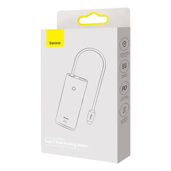 Baseus Lite Series multifunctional HUB USB Type C - 2 x USB 3.0 / USB Type C PD / HDMI 1,4 / SD / TF black (WKQX050101)eng
