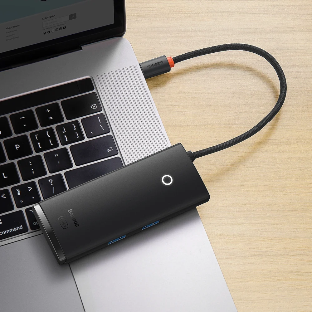 Baseus Lite Series multifunctional HUB USB Type C - 2 x USB 3.0 / USB Type C PD / HDMI 1,4 / SD / TF black (WKQX050101)eng