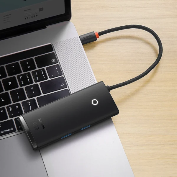 Baseus Lite Series multifunctional HUB USB Type C - 2 x USB 3.0 / USB Type C PD / HDMI 1,4 / SD / TF black (WKQX050101)eng