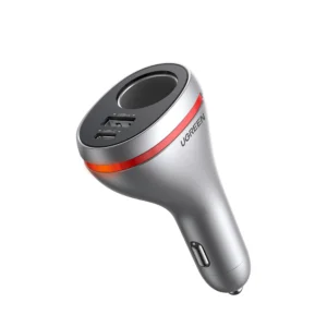 Ugreen USB Type C / USB QC PD 24W car charger with 12V cigarette lighter socket silver (CD204)eng