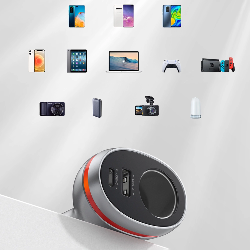 Ugreen USB Type C / USB QC PD 24W car charger with 12V cigarette lighter socket silver (CD204)eng