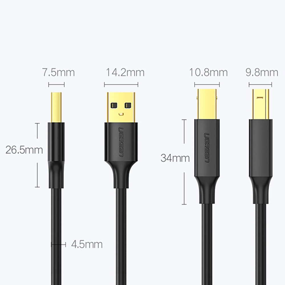 Ugreen USB Type B printer cable (male) - USB 2.0 (male) 480 Mbps 2 m black (US135 20847)eng