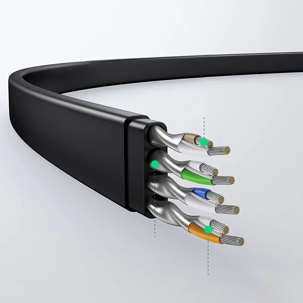 Ugreen NW102 50179 Flat LAN Ethernet Cat. 6 Network Cable 12m - Blackeng