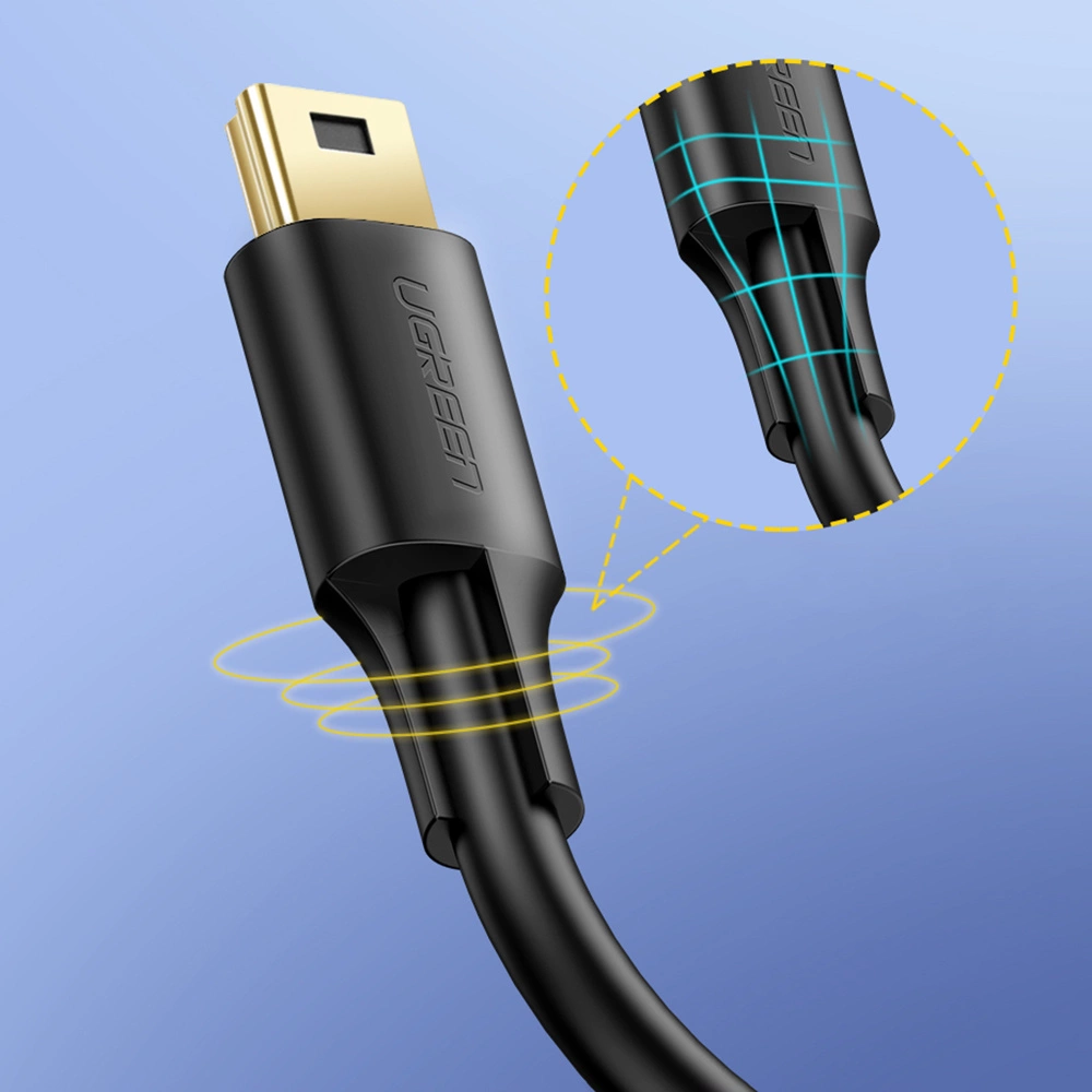 Ugreen 5 pin gold-plated USB cable - mini USB 0.5m black (US132)eng