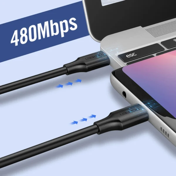 Ugreen US286 USB-C - USB-C PD QC 3A 480Mb/s cable 1.5m - blackeng