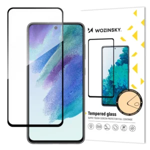 Wozinsky Tempered Glass Full Glue Super Tough Screen Protector Full Coveraged with Frame Case Friendly for Samsung Galaxy S21 FE blackeng