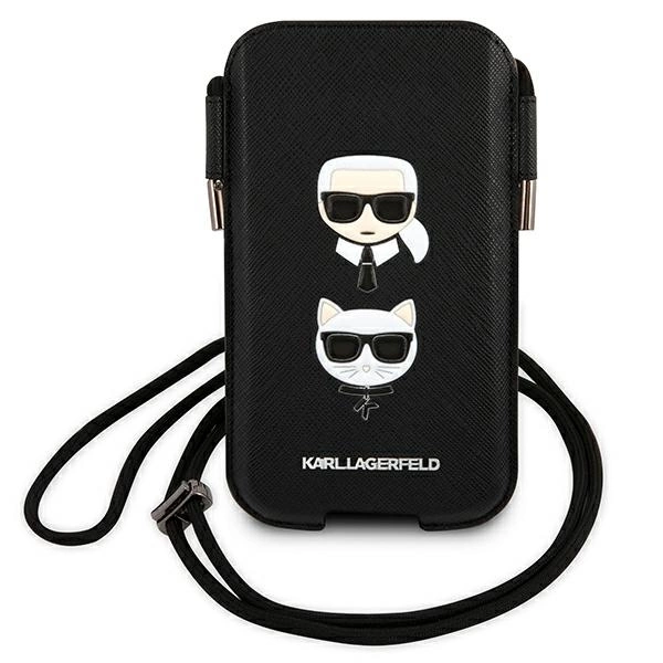 Karl Lagerfeld Saffiano Ikonik Karl&Choupette Head 6.7'' Bag - Blackeng