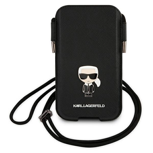 Karl Lagerfeld Torebka KLHCP12LOPHKMK 6,7" czarny/black hardcase Saffiano Ikonik Karl'seng