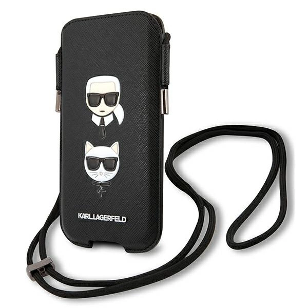 Karl Lagerfeld Torebka KLHCP12MOPHKCK 6,1" czarny/black hardcase Saffiano Ikonik Karl&Choupette Headeng