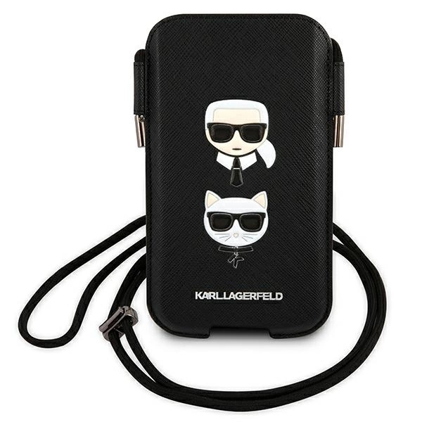 Karl Lagerfeld Torebka KLHCP12MOPHKCK 6,1" czarny/black hardcase Saffiano Ikonik Karl&Choupette Headeng