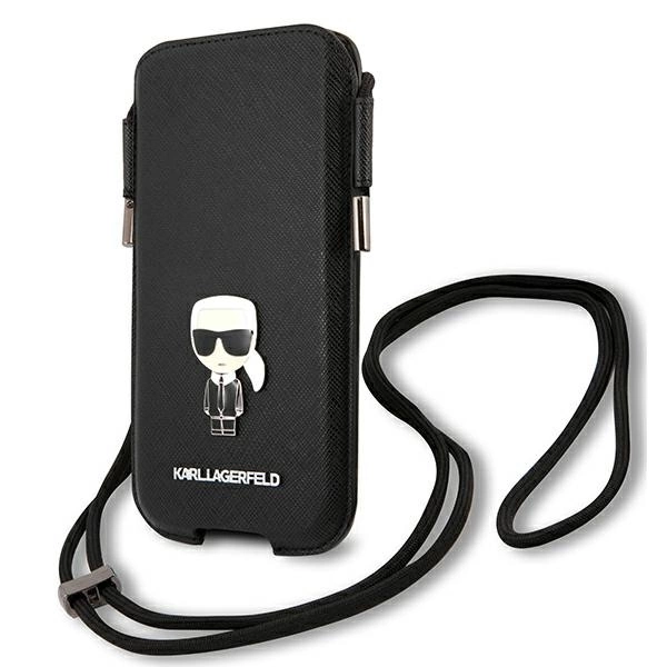 Karl Lagerfeld Torebka KLHCP12MOPHKMK 6,1" czarny/black hardcase Saffiano Ikonik Karl'seng