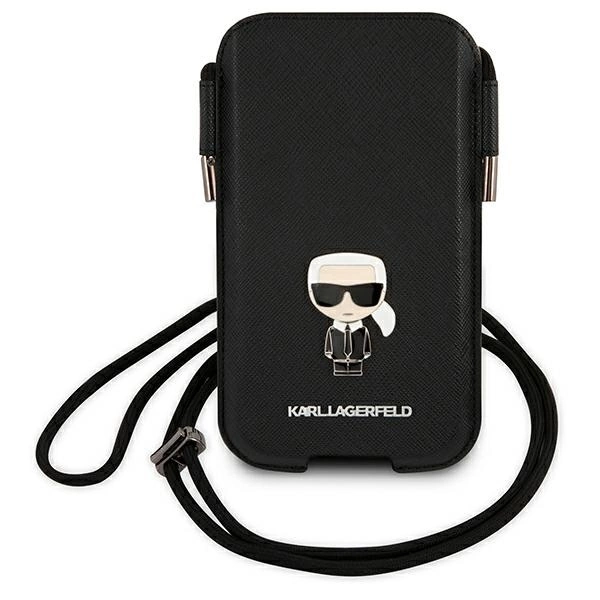 Karl Lagerfeld Torebka KLHCP12MOPHKMK 6,1" czarny/black hardcase Saffiano Ikonik Karl'seng