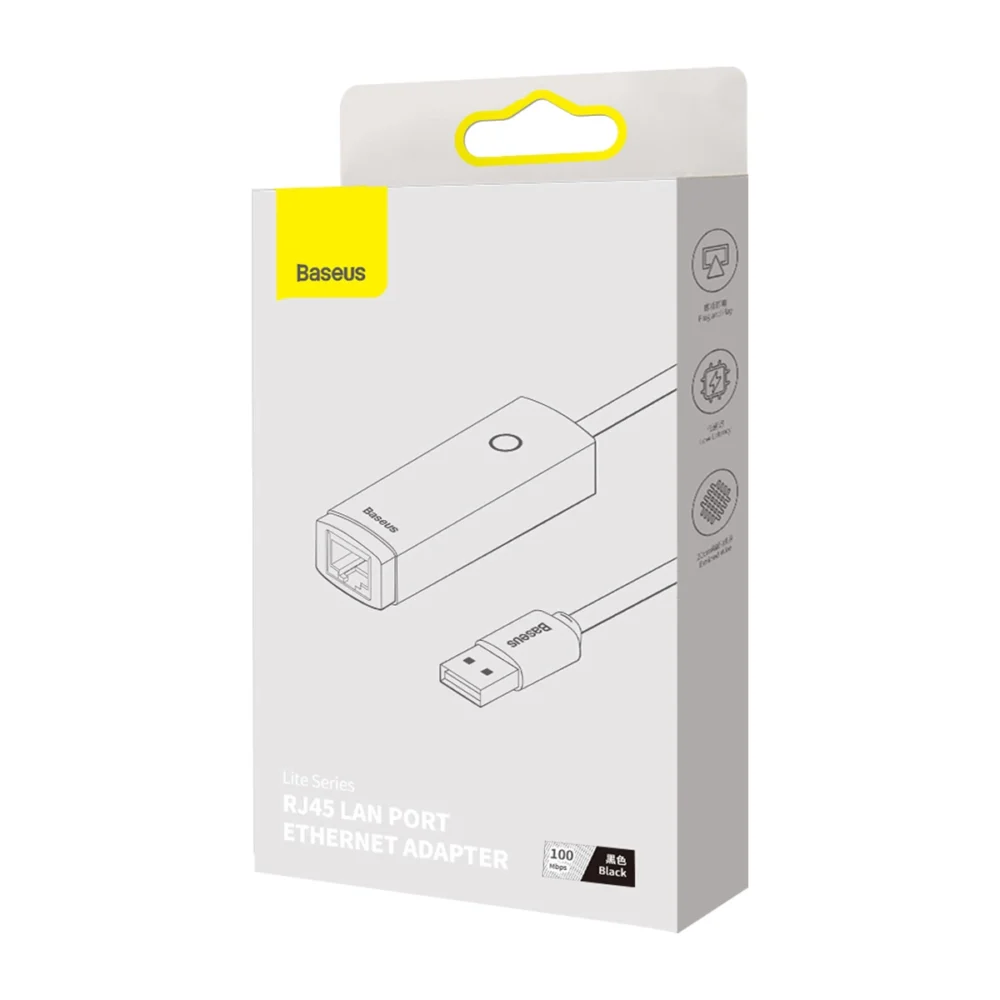 Baseus Lite Series adapter USB Type A - RJ45 LAN socket 100Mbps black (WKQX000001)eng
