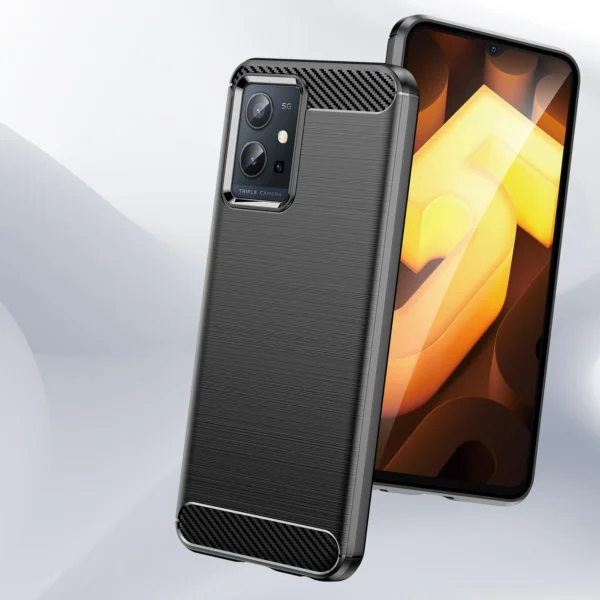 Carbon Case Flexible Cover Sleeve Vivo Y55 / Y75 / Y33s / iQOO Z6 / iQOO U5 blackeng