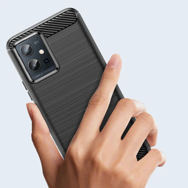 Carbon Case Flexible Cover Sleeve Vivo Y55 / Y75 / Y33s / iQOO Z6 / iQOO U5 blackeng