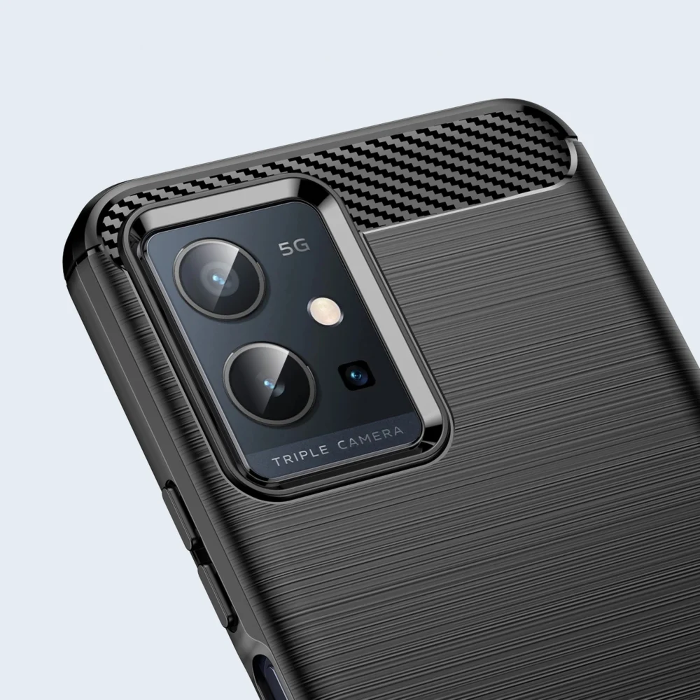 Carbon Case Flexible Cover Sleeve Vivo Y55 / Y75 / Y33s / iQOO Z6 / iQOO U5 blackeng