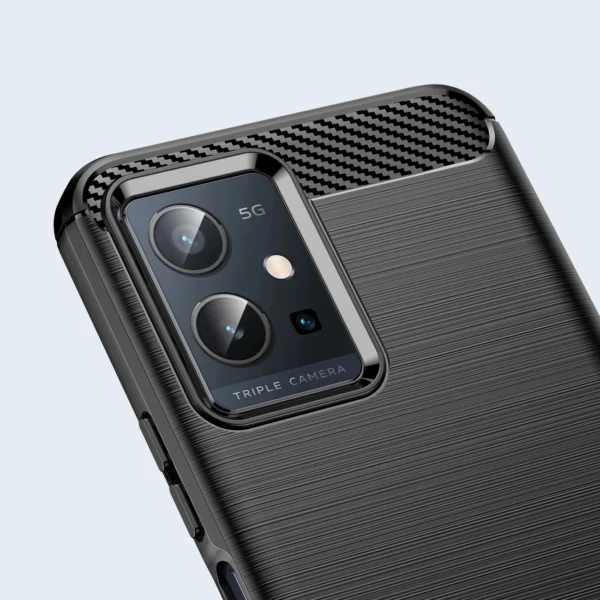 Carbon Case Flexible Cover Sleeve Vivo Y55 / Y75 / Y33s / iQOO Z6 / iQOO U5 blackeng