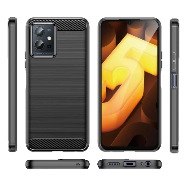 Carbon Case Flexible Cover Sleeve Vivo Y55 / Y75 / Y33s / iQOO Z6 / iQOO U5 blackeng