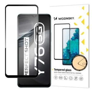 Wozinsky Tempered Glass Full Glue Super Tough Screen Protector Full Coveraged with Frame Case Friendly for Vivo Y76 5G / Y76s / Y74s blackeng