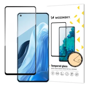 Wozinsky Tempered Glass Full Glue Super Tough Screen Protector Full Coveraged with Frame Case Friendly for Oppo Reno7 Pro 5G blackeng