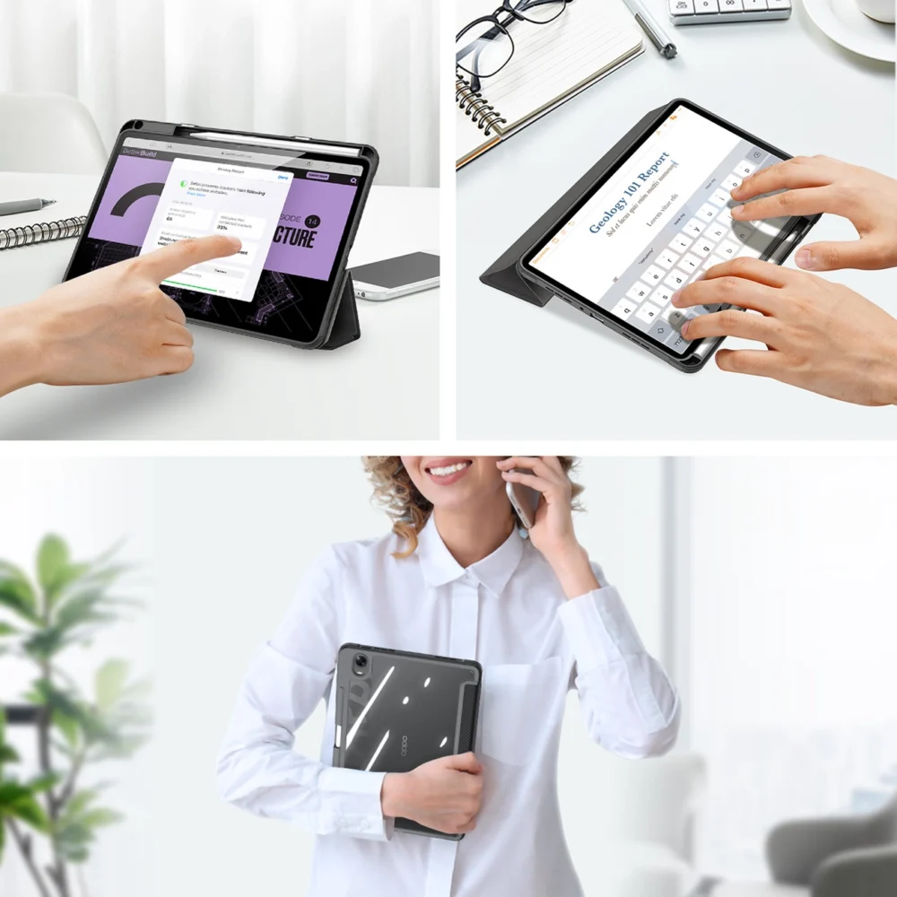 Dux Ducis Toby Armored Flip Smart Case for Oppo Pad with Stylus Holder Blackeng
