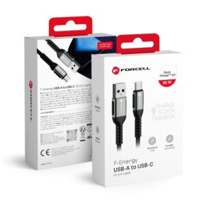 FORCELL F-ENERGY C256 cable USB A to Type C QC4.0 3A 66W Cafule 0,5 m black
