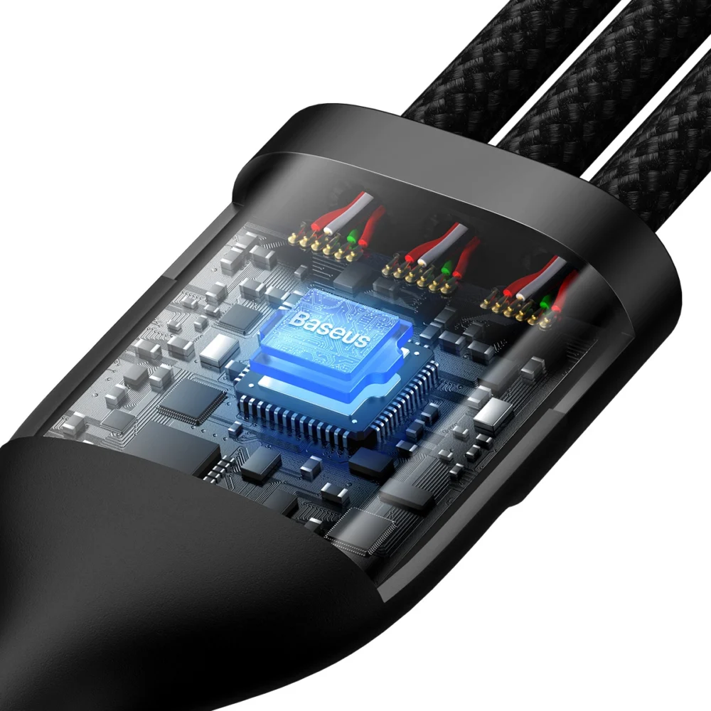 Baseus Flash Series II cable USB - USB Type C / Lightning / micro USB 100 W 1.2 m black (CASS030001)eng