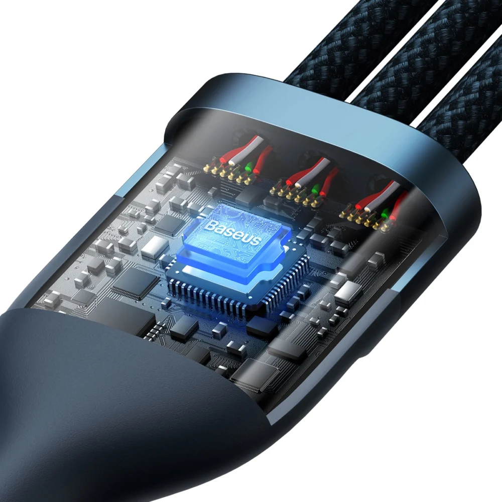 Baseus Flash Series II cable USB - USB Type C / Lightning / micro USB 100 W 1.2 m blue (CASS030003)eng