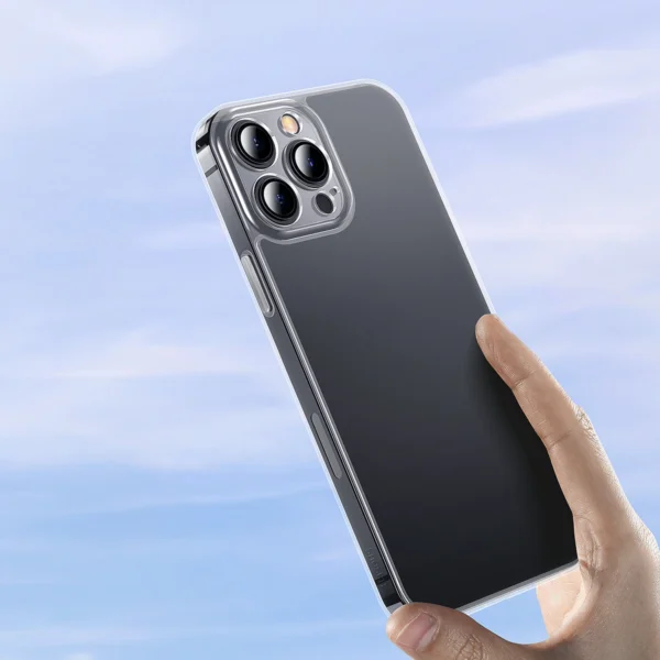 Baseus Frosted Glass Case Cover for iPhone 13 Pro Hard Cover with Gel Frame Transparent (ARWS000702)eng