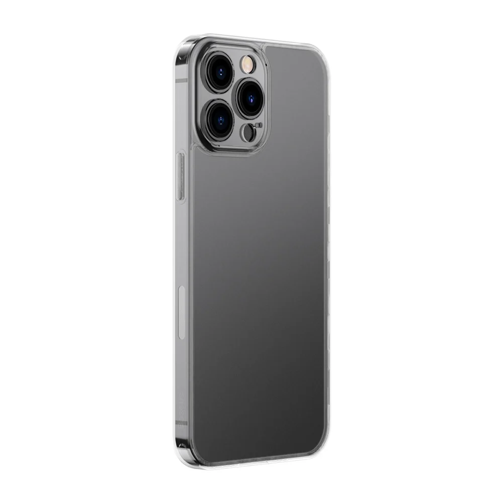 Baseus Frosted Glass Case Cover for iPhone 13 Pro Hard Cover with Gel Frame Transparent (ARWS000702)eng