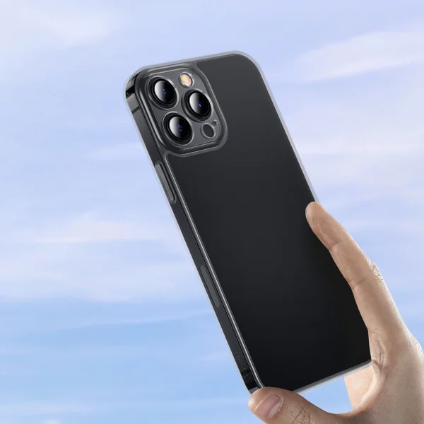 Baseus Frosted Glass Case Cover for iPhone 13 Pro Hard Cover with Gel Frame black (ARWS001001)eng