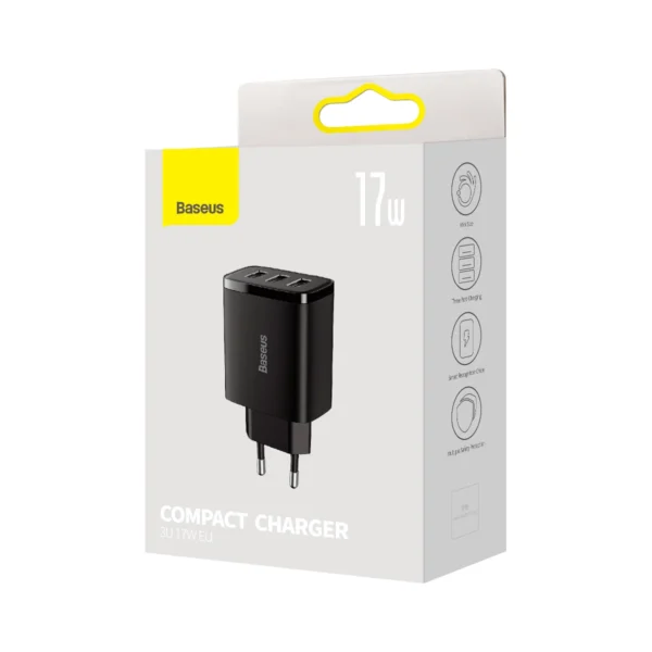 Baseus Compact charger 3x USB 17W black (CCXJ020101)eng