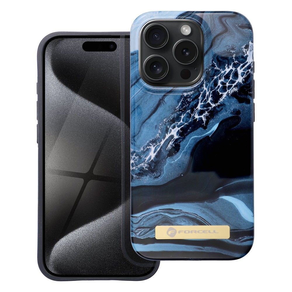 FORCELL F-PROTECT Mirage case compatible with MagSafe for IPHONE 15 PRO ocean marble