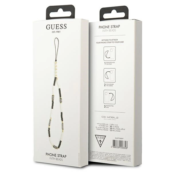 Guess pendant GUSTBCKH Phone Strap black-white/black-white Heishi Beadseng