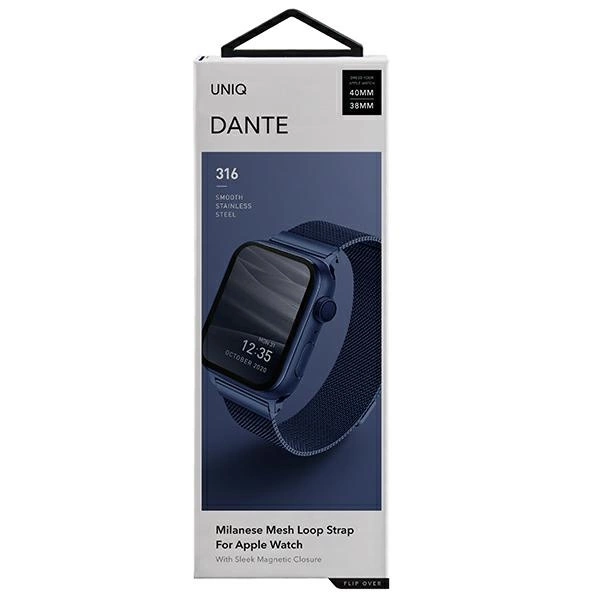 Uniq Dante Stainless Steel Strap for Apple Watch 1/2/3/4/5/6/7/8/SE/SE2 38/40/41mm - Blueeng