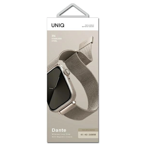 Uniq Dante Stainless Steel strap for Apple Watch 1/2/3/4/5/6/7/8/SE/SE2 38/40/41mm - beigeeng
