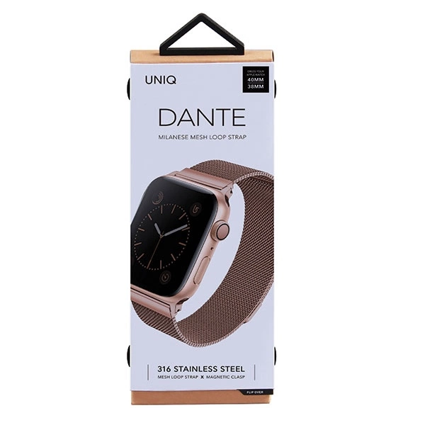Uniq Dante Stainless Steel Strap for Apple Watch 1/2/3/4/5/6/7/8/SE/SE2 38/40/41mm - Rose Goldeng