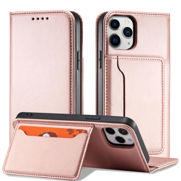 Magnet Card Case for iPhone 12 Pouch Card Wallet Card Stand Pinkeng
