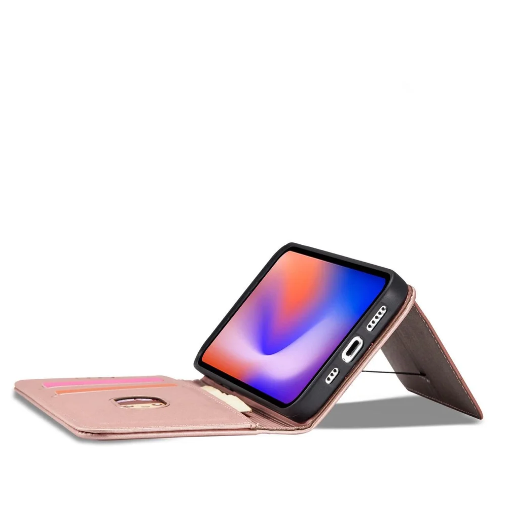 Magnet Card Case for iPhone 12 Pouch Card Wallet Card Stand Pinkeng