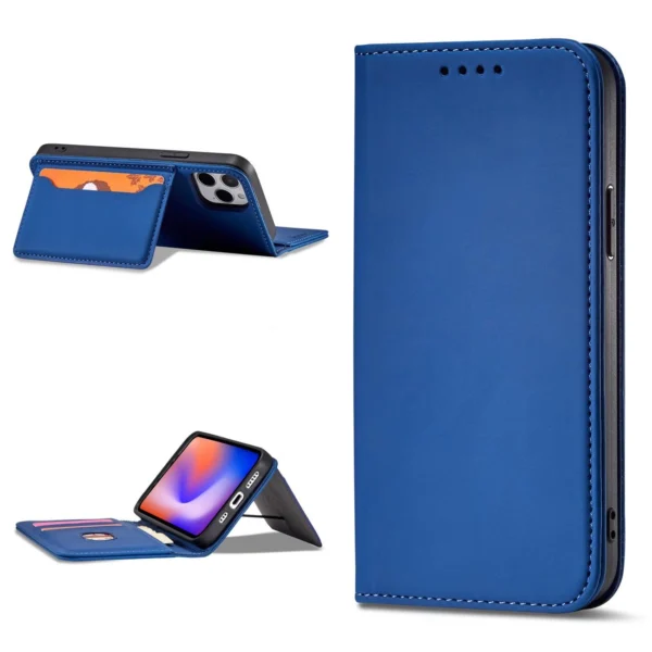 Magnet Card Case for iPhone 12 Pro Max Pouch Card Wallet Card Holder Blueeng