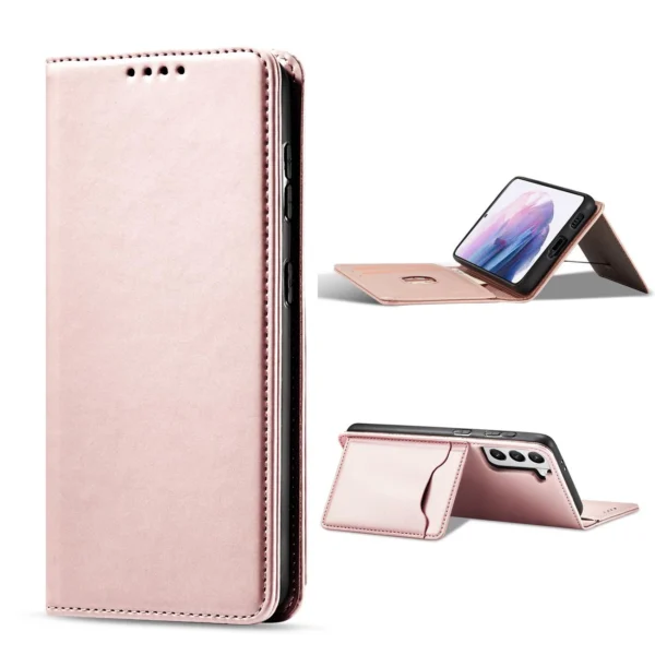Magnet Card Case Case for Samsung Galaxy S22 Pouch Card Wallet Card Stand Pinkeng