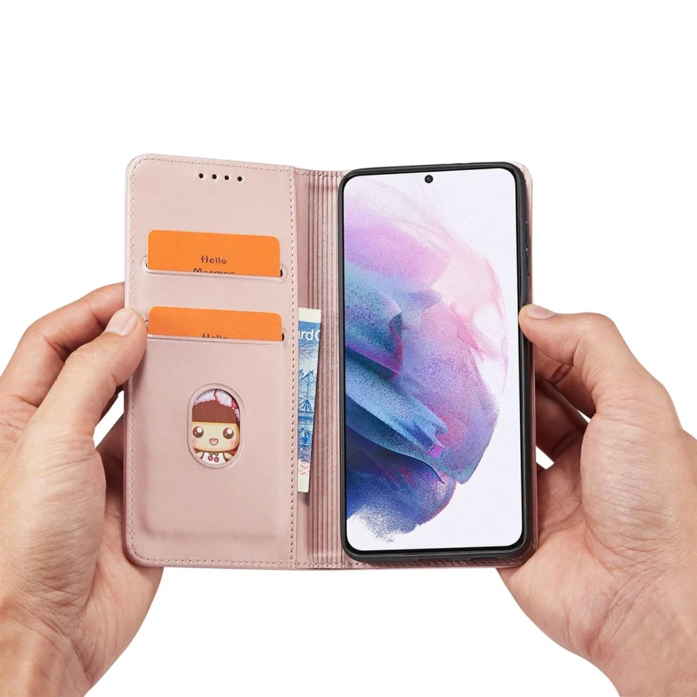 Magnet Card Case Case for Samsung Galaxy S22 Pouch Card Wallet Card Stand Pinkeng