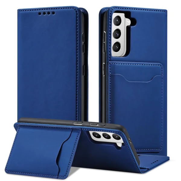 Magnet Card Case Case for Samsung Galaxy S22 + (S22 Plus) Pouch Wallet Card Holder Blueeng