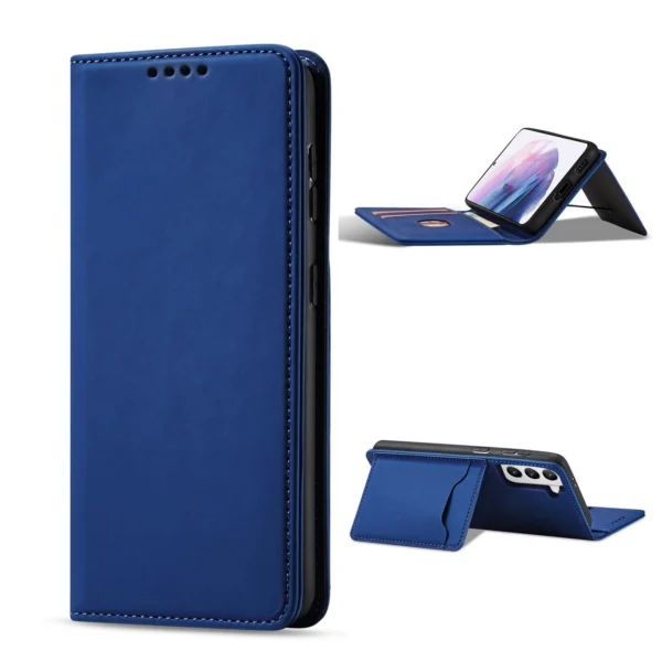 Magnet Card Case Case for Samsung Galaxy S22 + (S22 Plus) Pouch Wallet Card Holder Blueeng