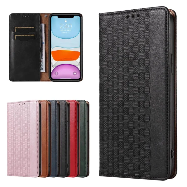 Magnet Strap Case for iPhone 12 Pouch Wallet + Mini Lanyard Pendant Blackeng