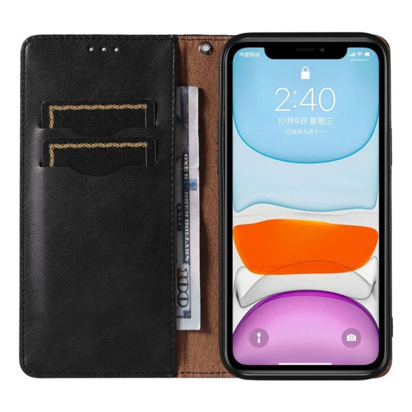 Magnet Strap Case for iPhone 12 Pouch Wallet + Mini Lanyard Pendant Blackeng