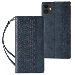 Magnet Strap Case for iPhone 12 Pouch Wallet + Mini Lanyard Pendant Blueeng