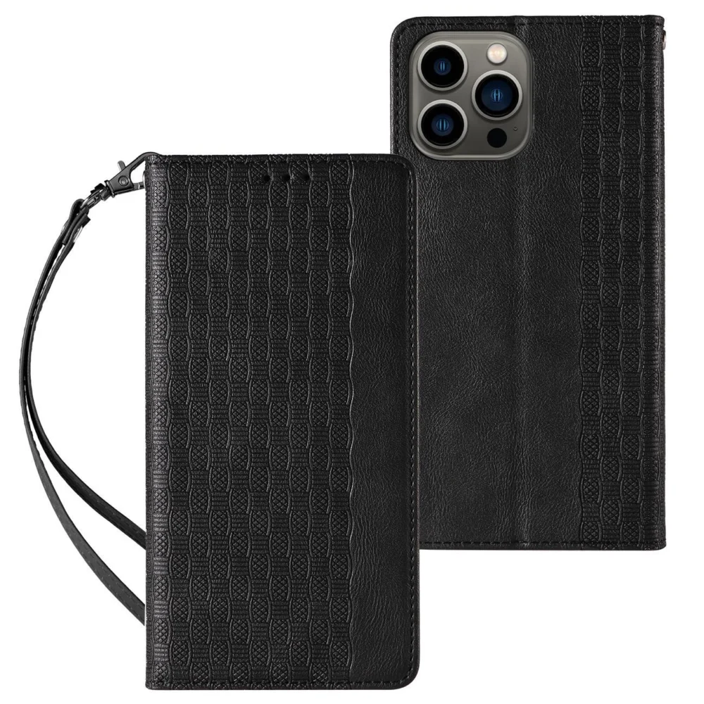Magnet Strap Case for iPhone 12 Pro Pouch Wallet + Mini Lanyard Pendant Blackeng