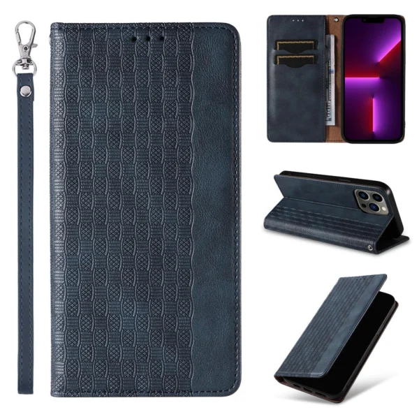 Magnet Strap Case for iPhone 12 Pro Max Pouch Wallet + Mini Lanyard Pendant Blueeng